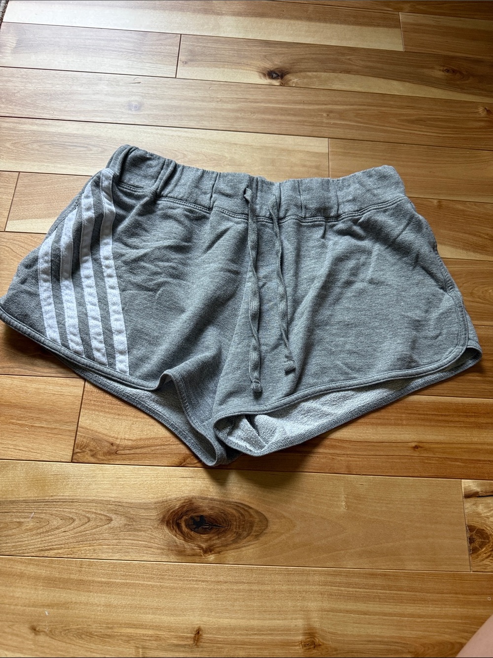 Bobbie Brooks Gray Athletic Lounge Shorts with White Side Stripes